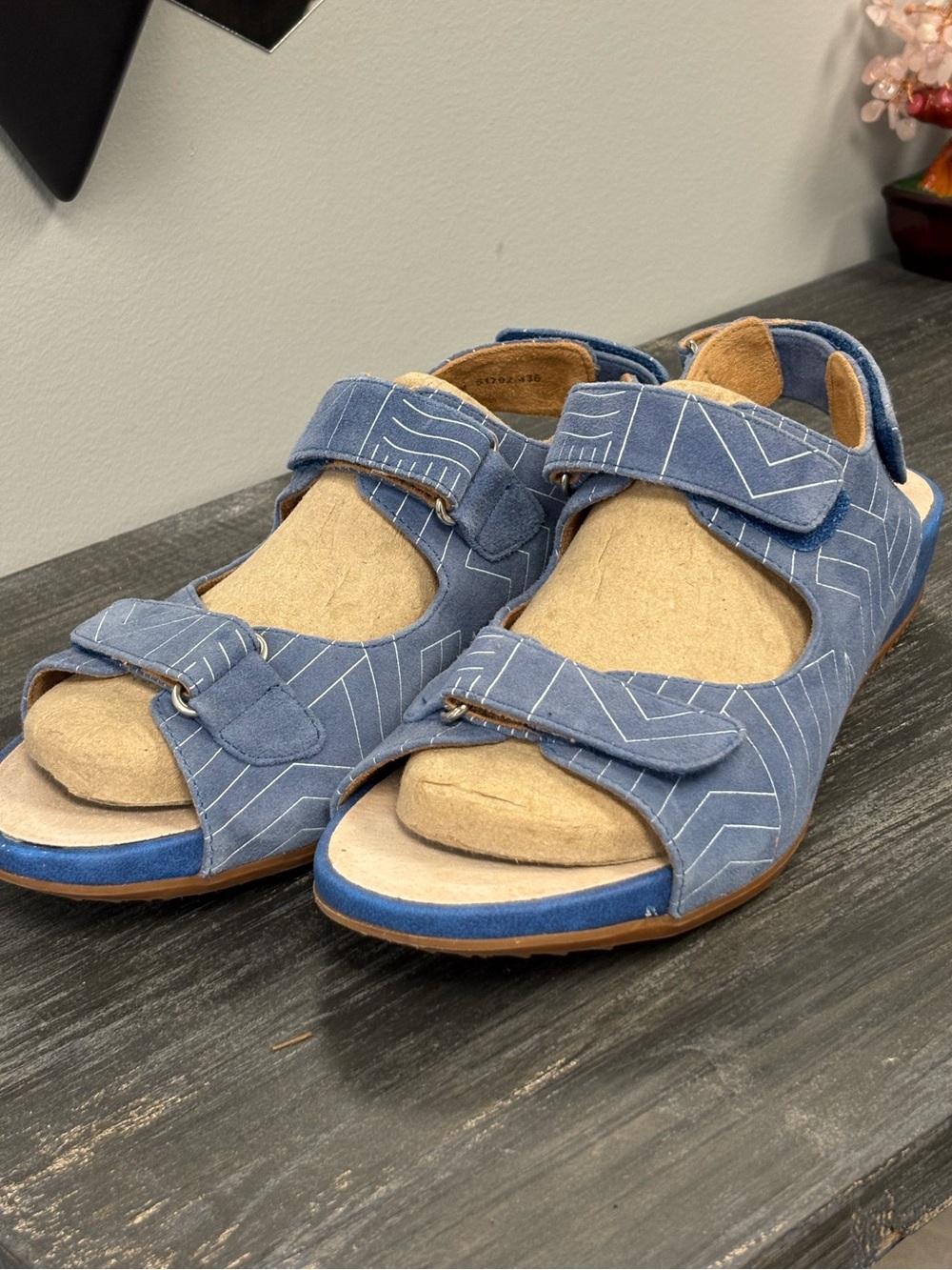SoftWalk Blue Women's Adjustable Comfort Sandals